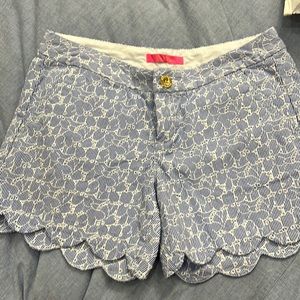 Adorable Lily Pulitzer seersucker shorts with eyelet detail.